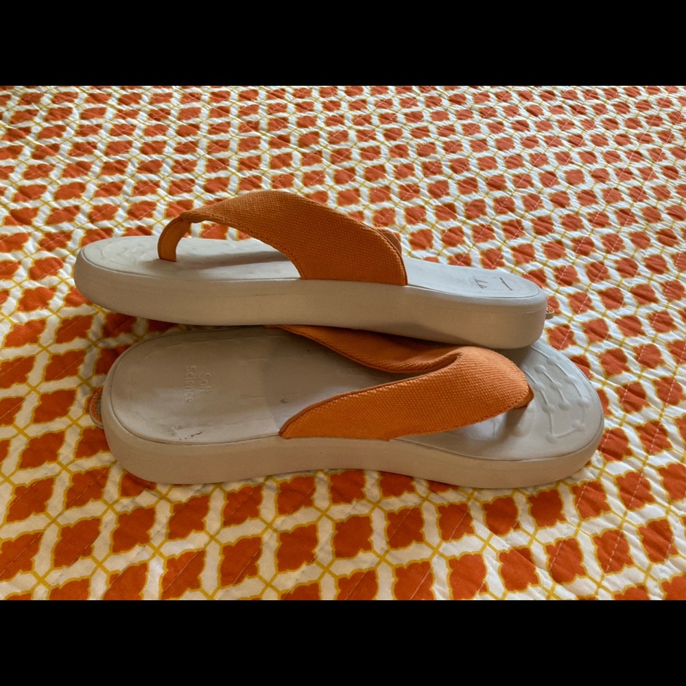 Orange and Blue Soft Science flip flops
